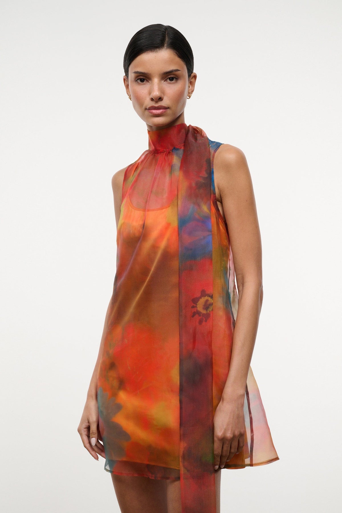 STAUD Clothing|Dresses|New In Albee Mini Dress - Sheer Organza With Abstract Floral Print