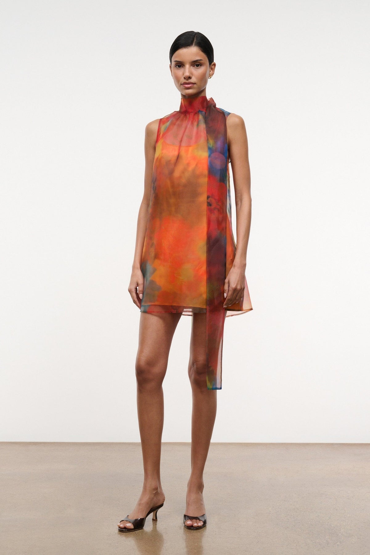 STAUD Clothing|Dresses|New In Albee Mini Dress - Sheer Organza With Abstract Floral Print