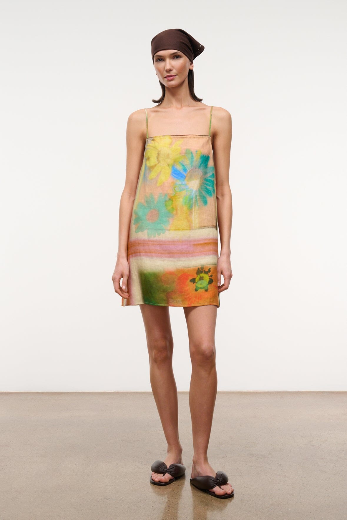 STAUD Clothing|Dresses|New In Laura Linen Mini Dress Superbloom Scarf