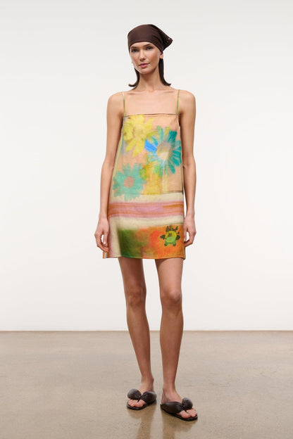 STAUD Clothing|Dresses|New In Laura Linen Mini Dress Superbloom Scarf
