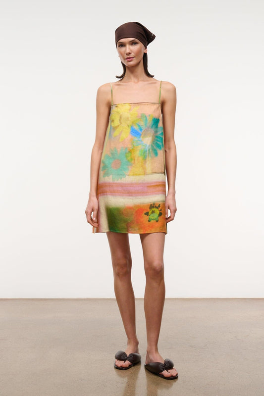 STAUD Clothing|Dresses|New In Laura Linen Mini Dress Superbloom Scarf