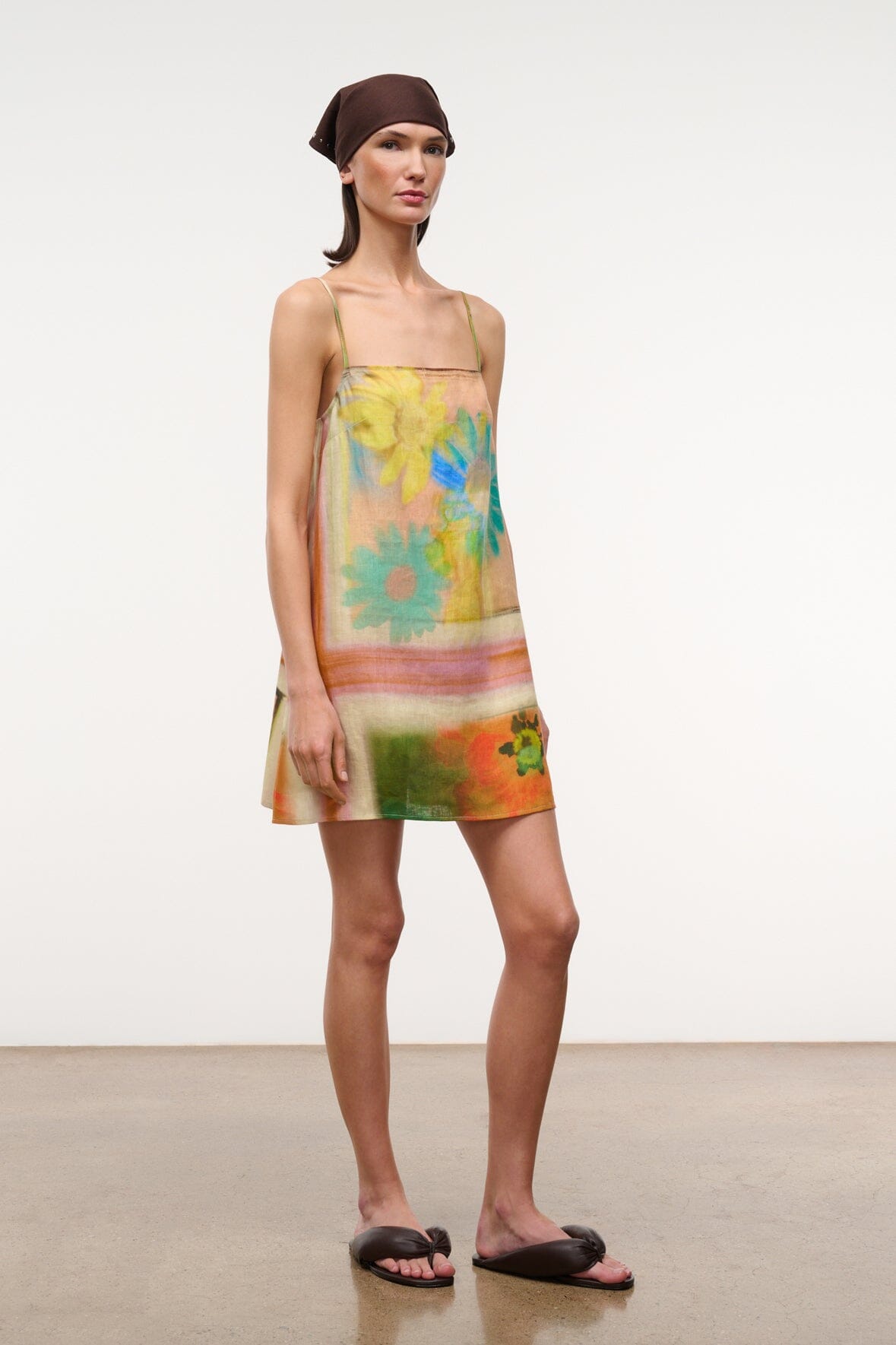 STAUD Clothing|Dresses|New In Laura Linen Mini Dress Superbloom Scarf