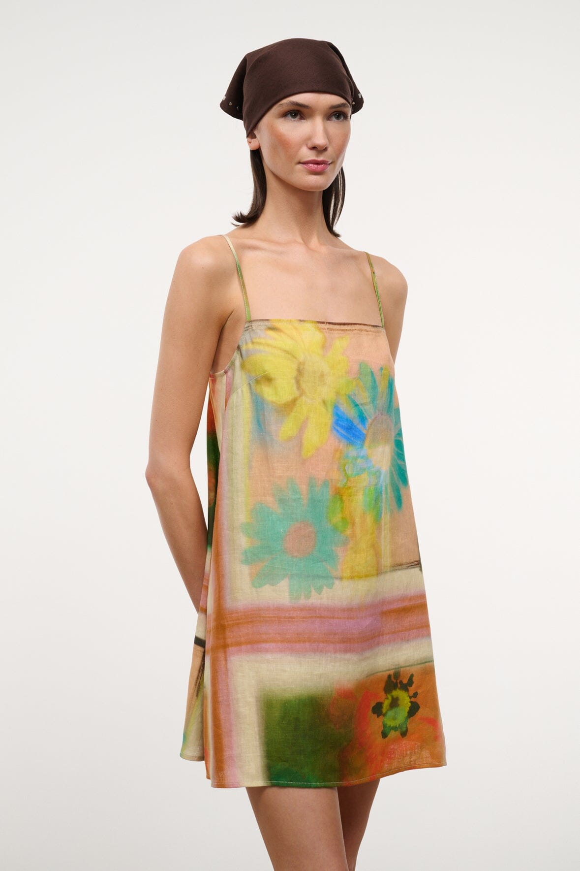 STAUD Clothing|Dresses|New In Laura Linen Mini Dress Superbloom Scarf