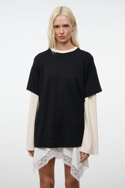 STAUD Clothing William Tee Black/Ecru