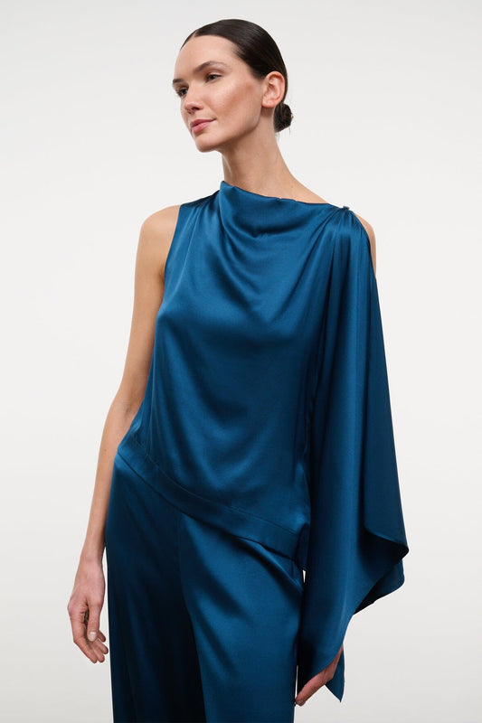 STAUD Clothing|New In Sabina Silk Top Harbor
