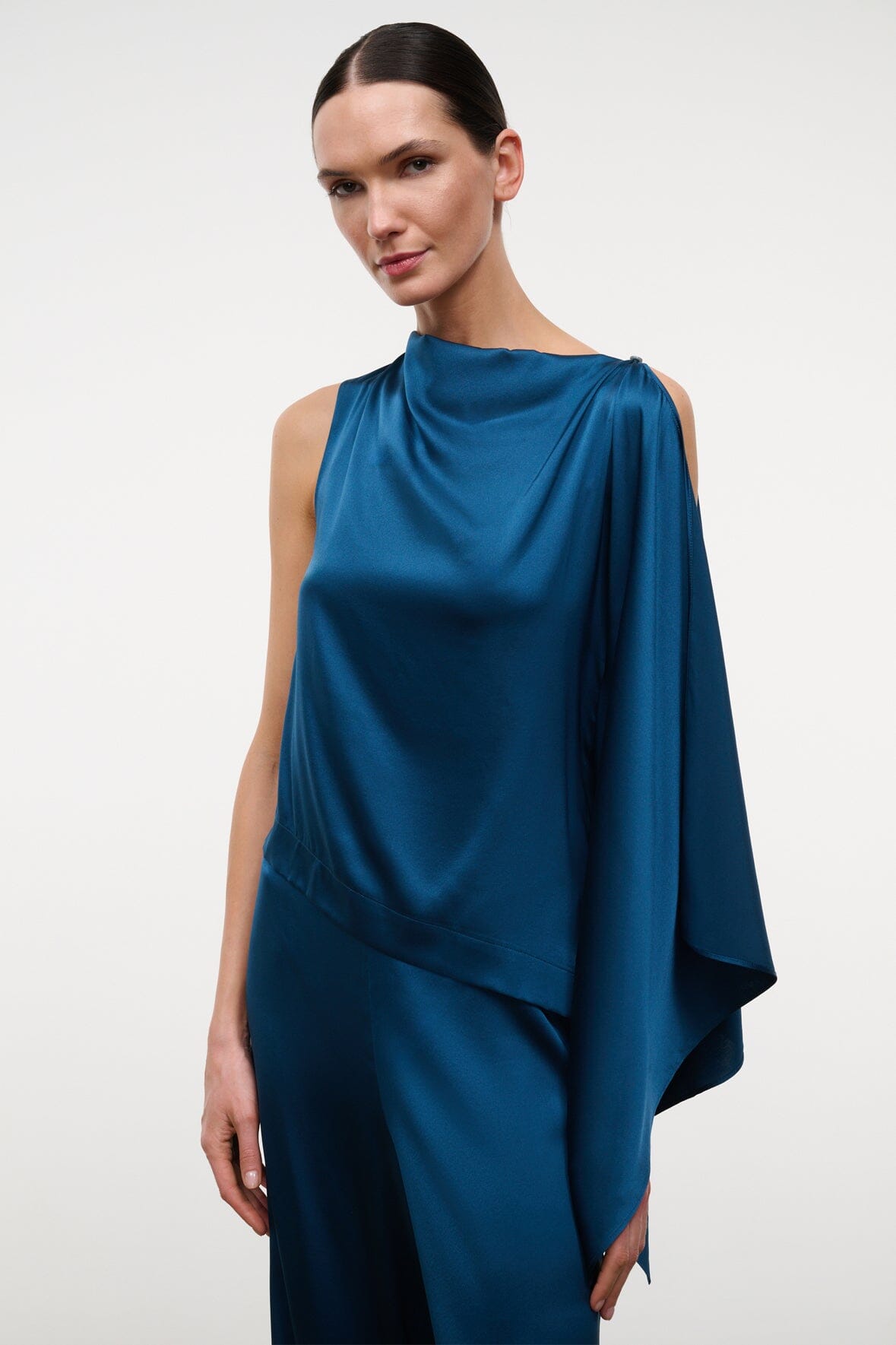 STAUD Clothing|New In Sabina Silk Top Harbor