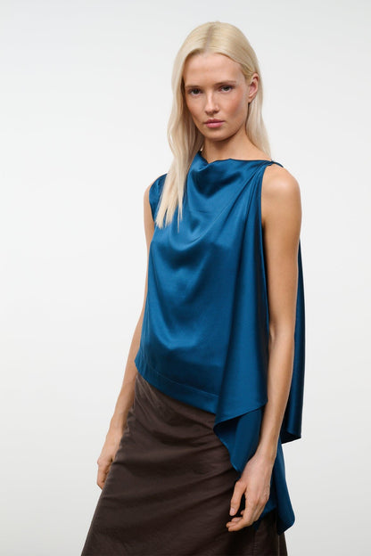STAUD Clothing|New In Sabina Silk Top Harbor