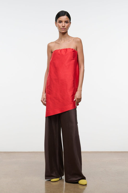 STAUD Clothing|Dresses Georgia Silk Convertible Top Red Rose