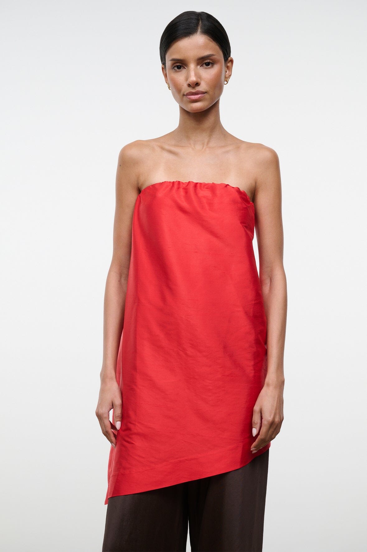 STAUD Clothing|Dresses Georgia Silk Convertible Top Red Rose