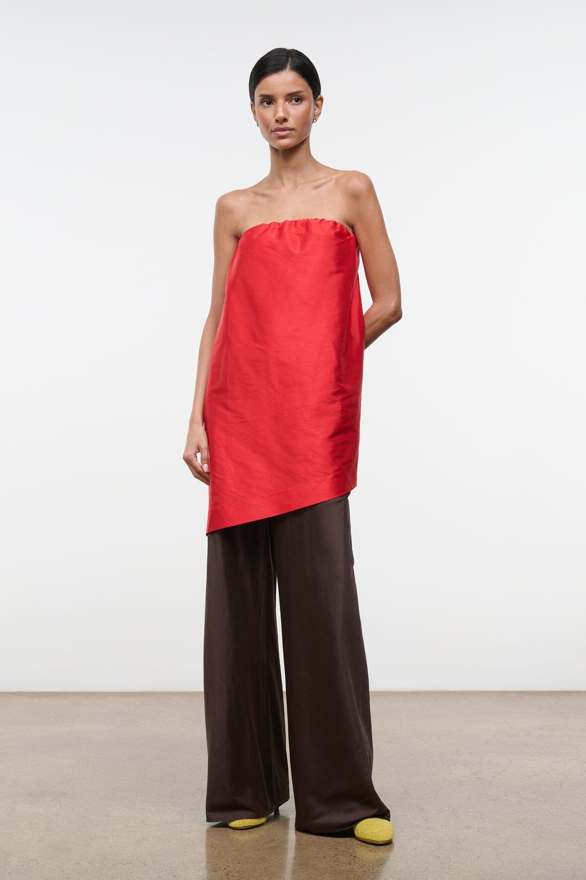 STAUD Clothing|Dresses Georgia Silk Convertible Top Red Rose