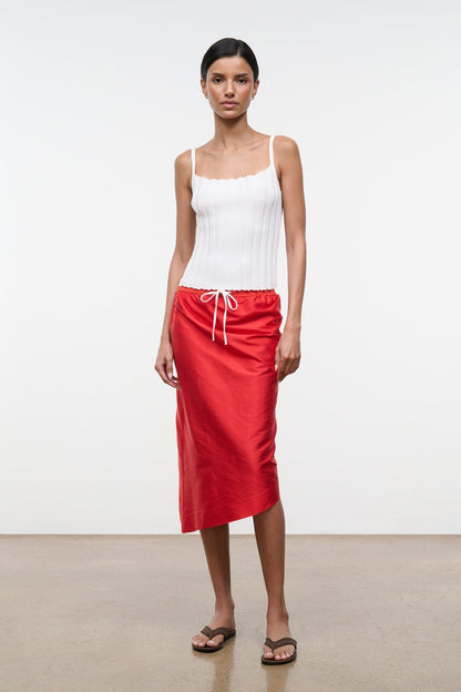 STAUD Clothing|Dresses Georgia Silk Convertible Top Red Rose