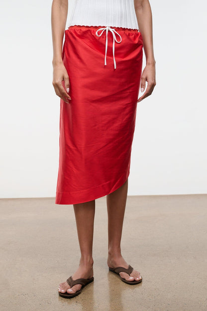 STAUD Clothing|Dresses Georgia Silk Convertible Top Red Rose