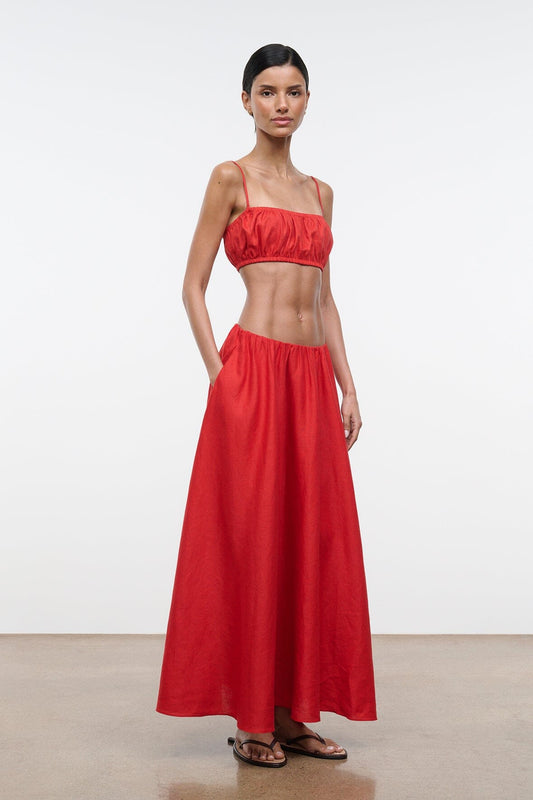 STAUD Clothing|New In Fiore Linen Top Tomato