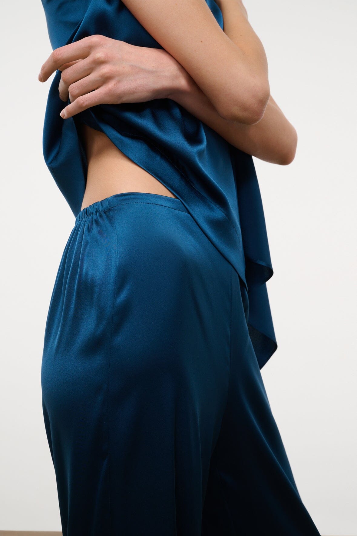 STAUD Clothing|New In Stroll Silk Pant Harbor