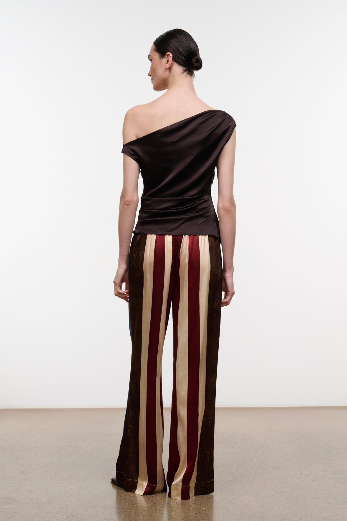 STAUD Clothing|New In Stroll Silk Pant Caffe Stripe
