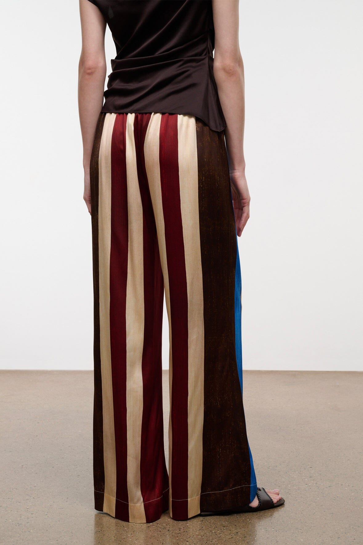 STAUD Clothing|New In Stroll Silk Pant Caffe Stripe