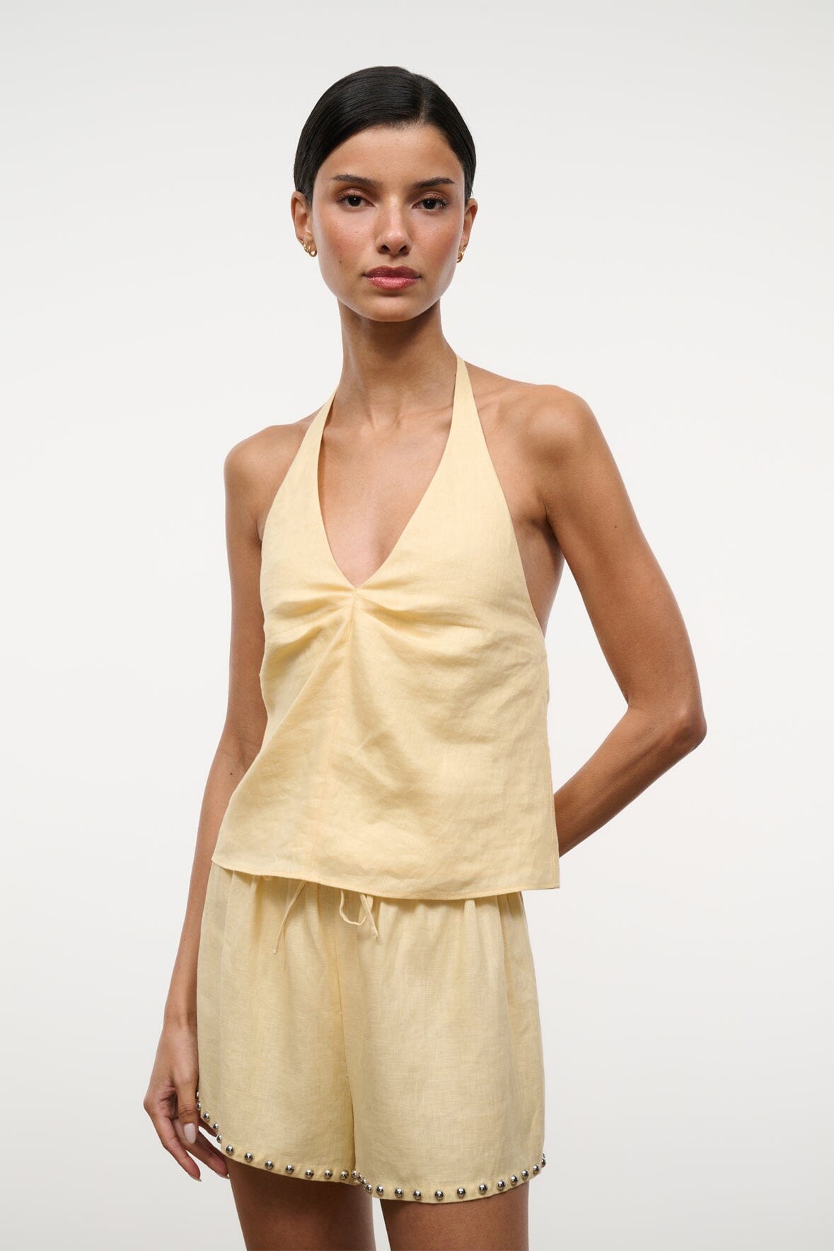 STAUD Clothing|New In Paddle Linen Short Butter Studs