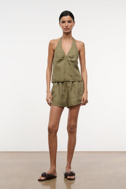 STAUD Clothing Paddle Linen Short Porto Stripe