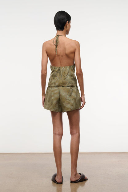 STAUD Clothing Paddle Linen Short Porto Stripe