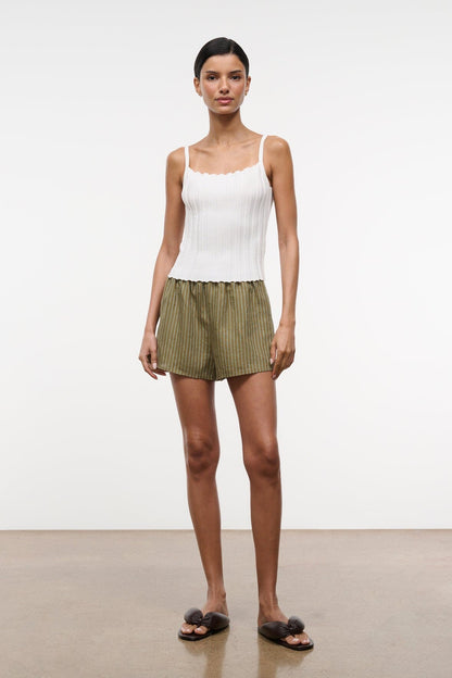 STAUD Clothing Paddle Linen Short Porto Stripe