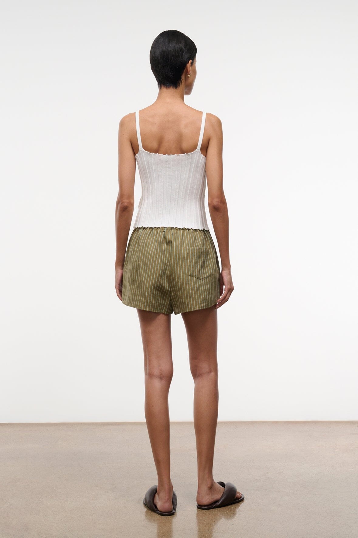 STAUD Clothing Paddle Linen Short Porto Stripe