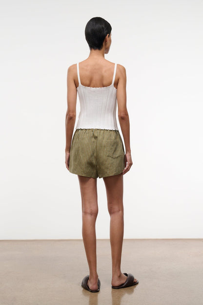 STAUD Clothing Paddle Linen Short Porto Stripe