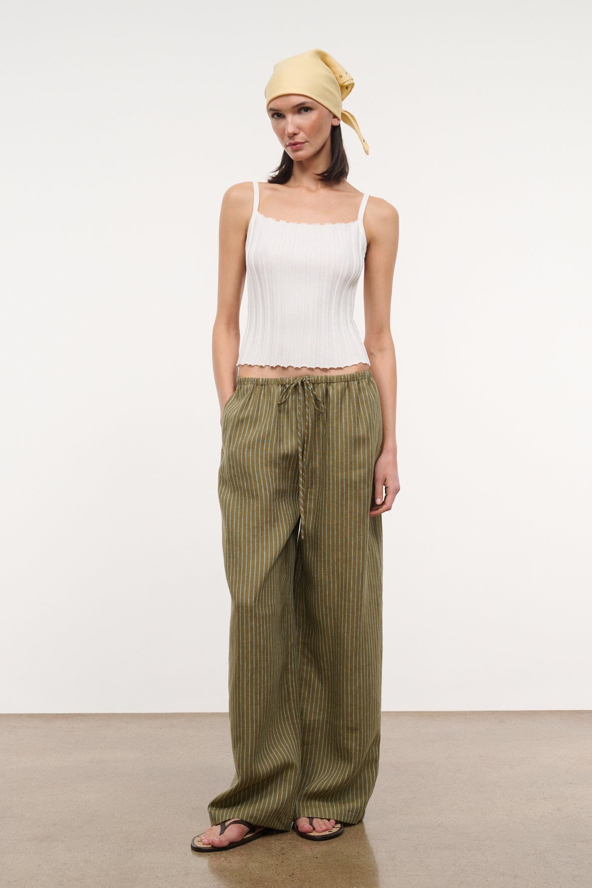 STAUD Clothing Mateo Linen Pant Porto Stripe