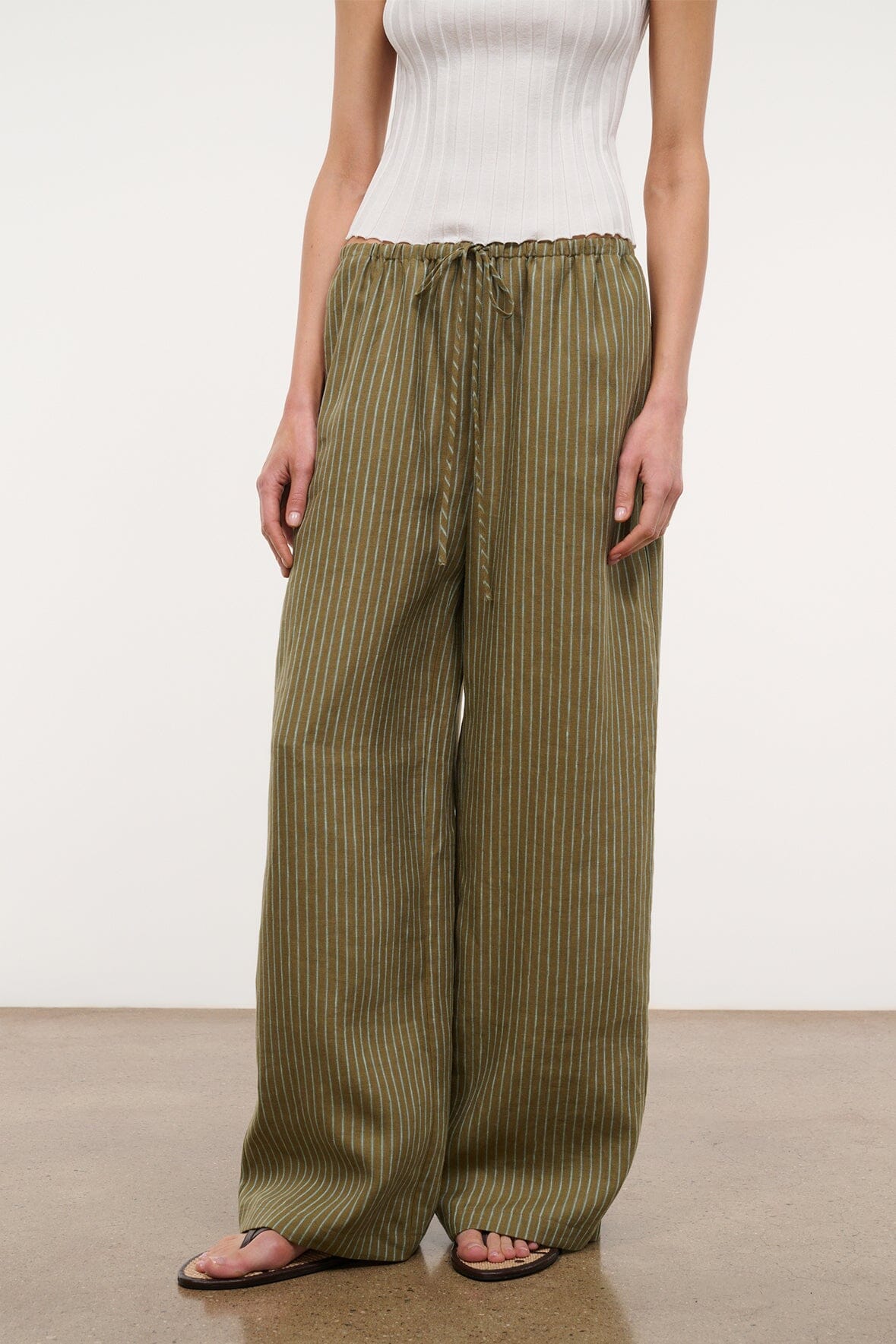 STAUD Clothing Mateo Linen Pant Porto Stripe