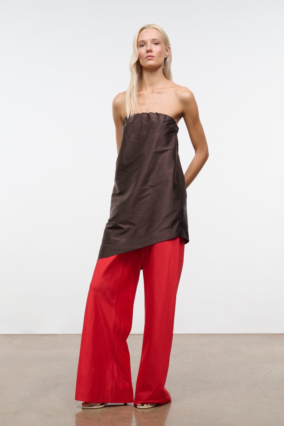 STAUD Clothing Stroll Silk Pant Red Rose