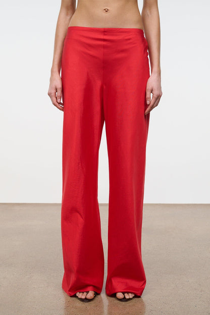 STAUD Clothing Stroll Silk Pant Red Rose