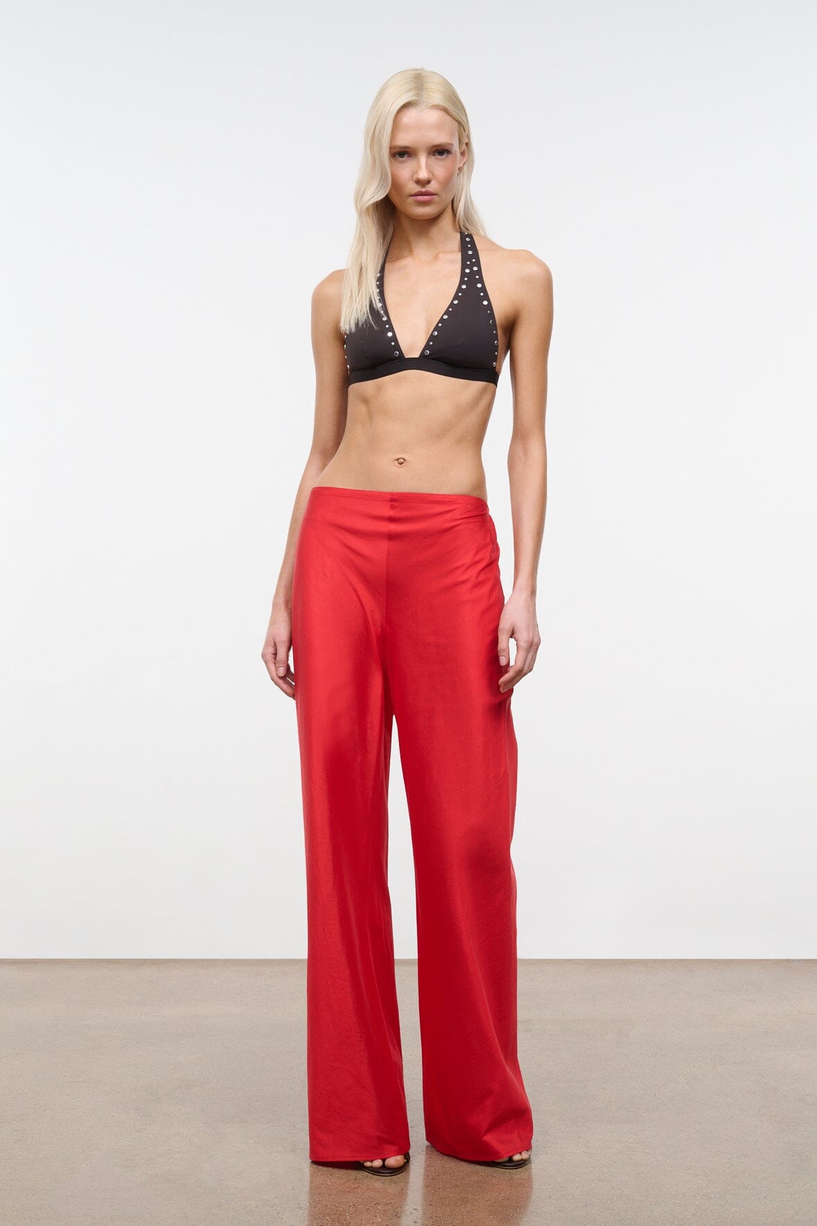 STAUD Clothing Stroll Silk Pant Red Rose