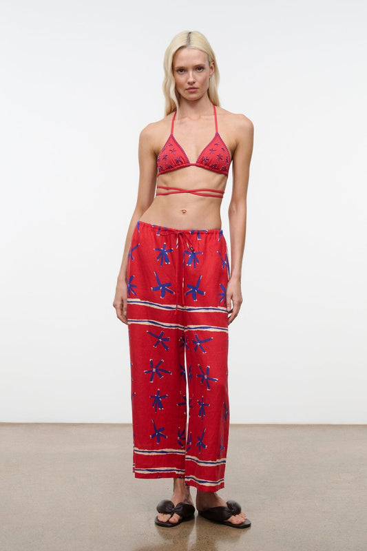 STAUD Clothing|New In Mateo Linen Cropped Pant Painted Foulard