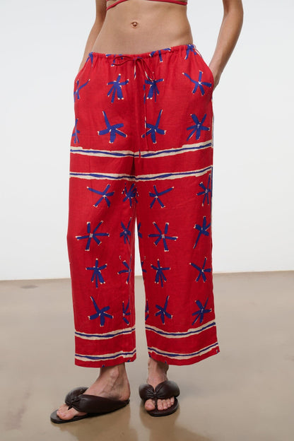 STAUD Clothing|New In Mateo Linen Cropped Pant Painted Foulard