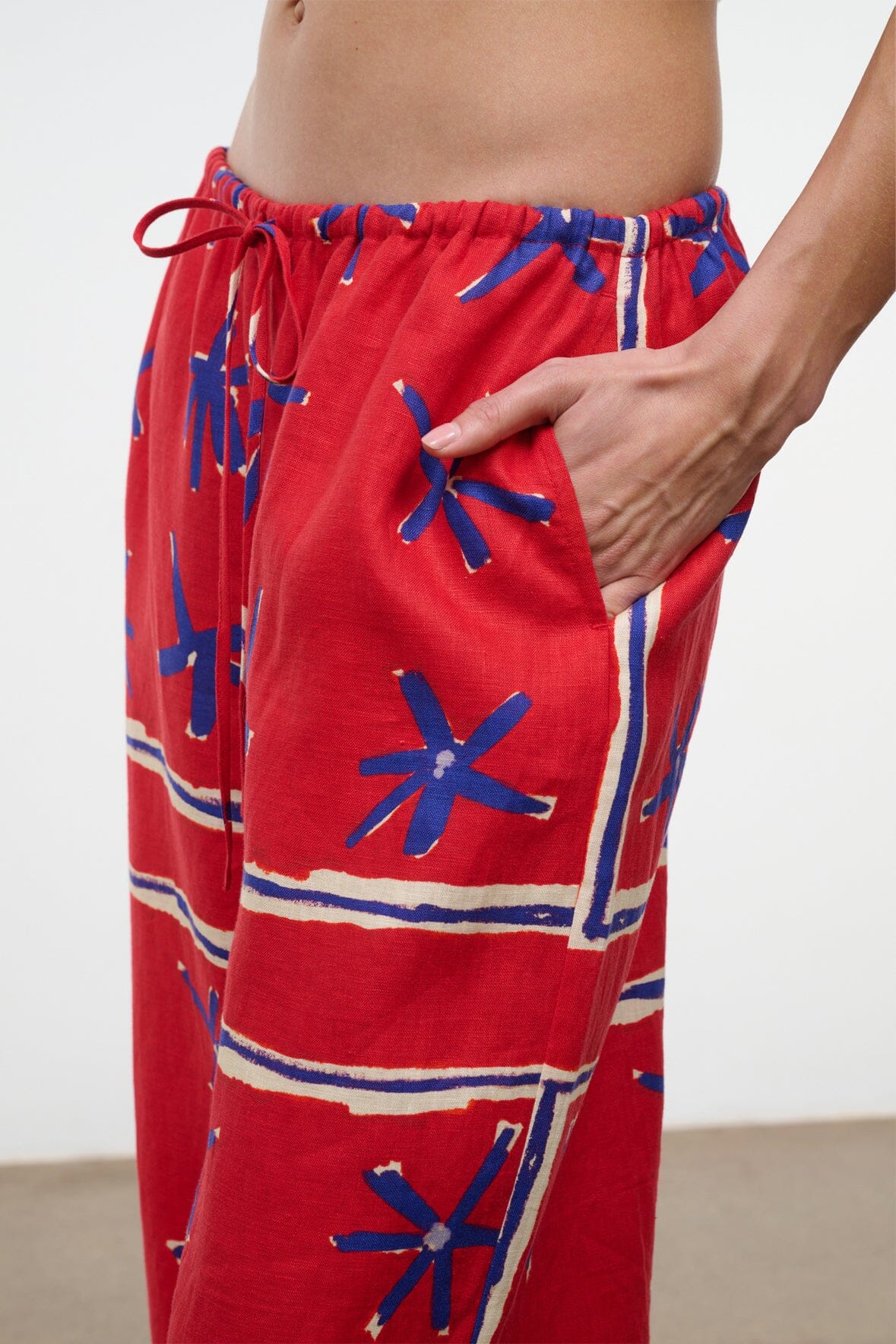 STAUD Clothing|New In Mateo Linen Cropped Pant Painted Foulard