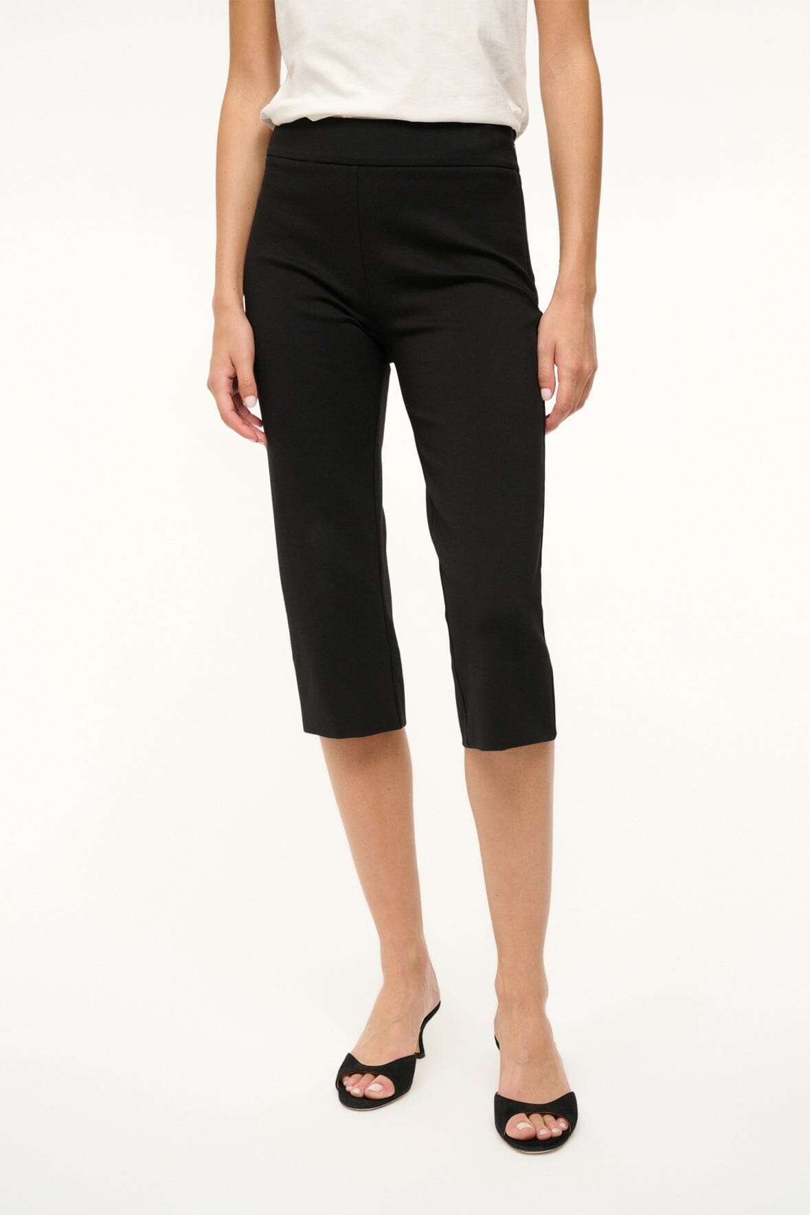 STAUD Clothing Leone Pant Black - Cropped Black Fitted Pants