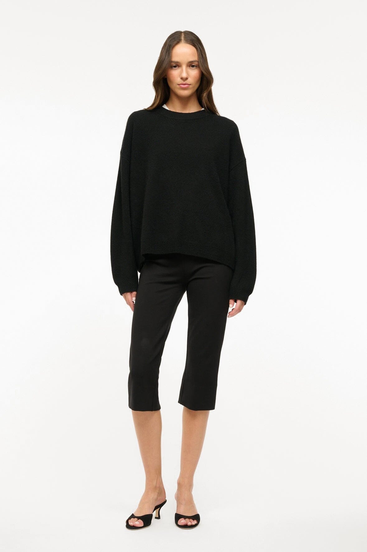 STAUD Clothing Leone Pant Black - Cropped Black Fitted Pants