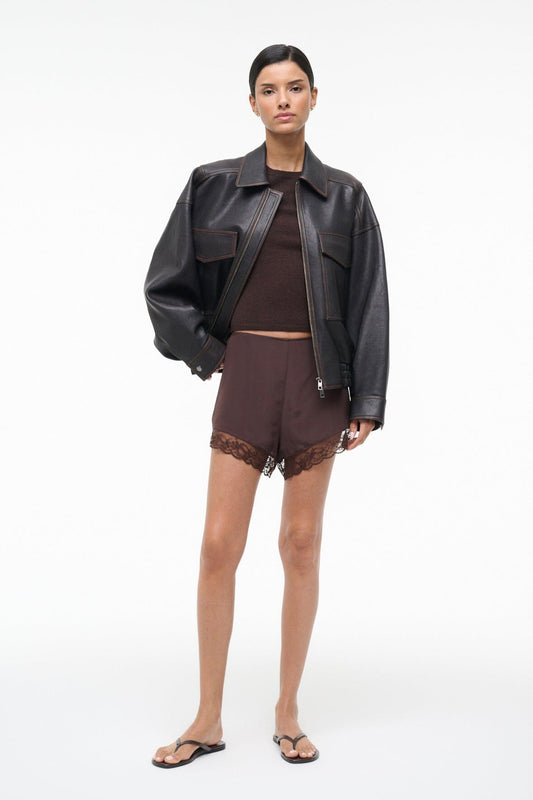 STAUD Clothing Von Silk Short Earth