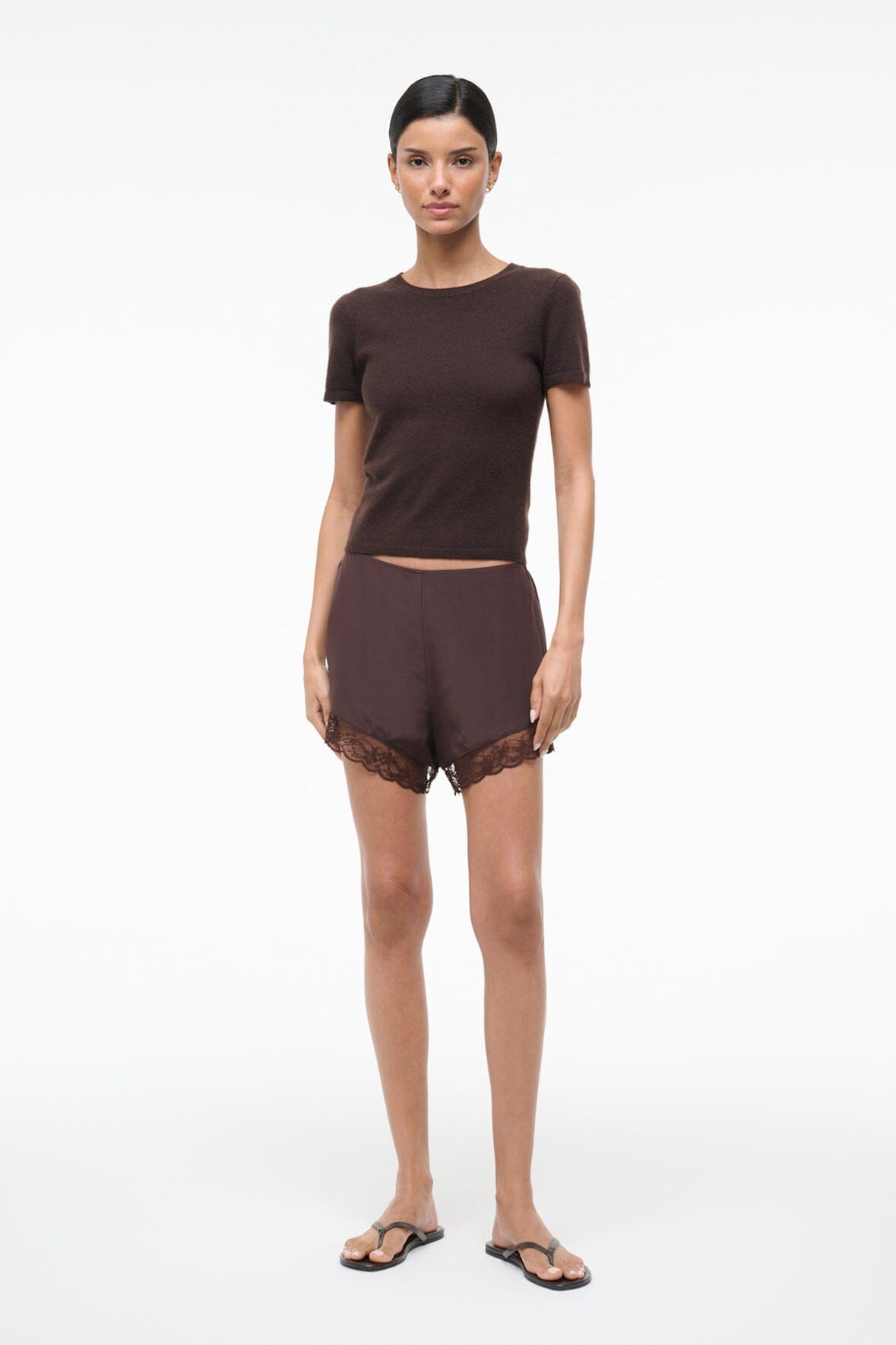 STAUD Clothing Von Silk Short Earth