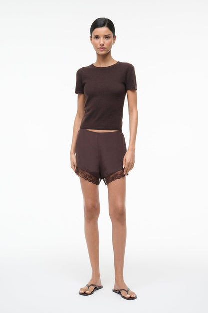STAUD Clothing Von Silk Short Earth