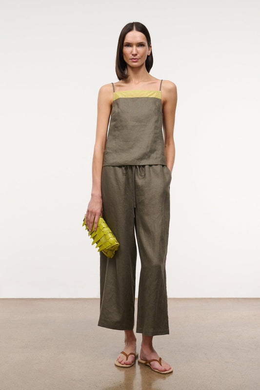 STAUD Clothing Mateo Linen Pant Thyme
