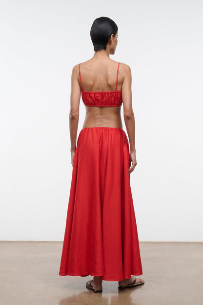 STAUD Clothing|New In Milano Linen Skirt Tomato