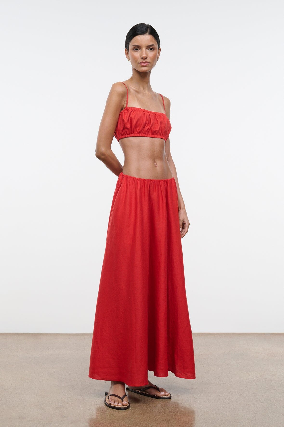 STAUD Clothing|New In Milano Linen Skirt Tomato