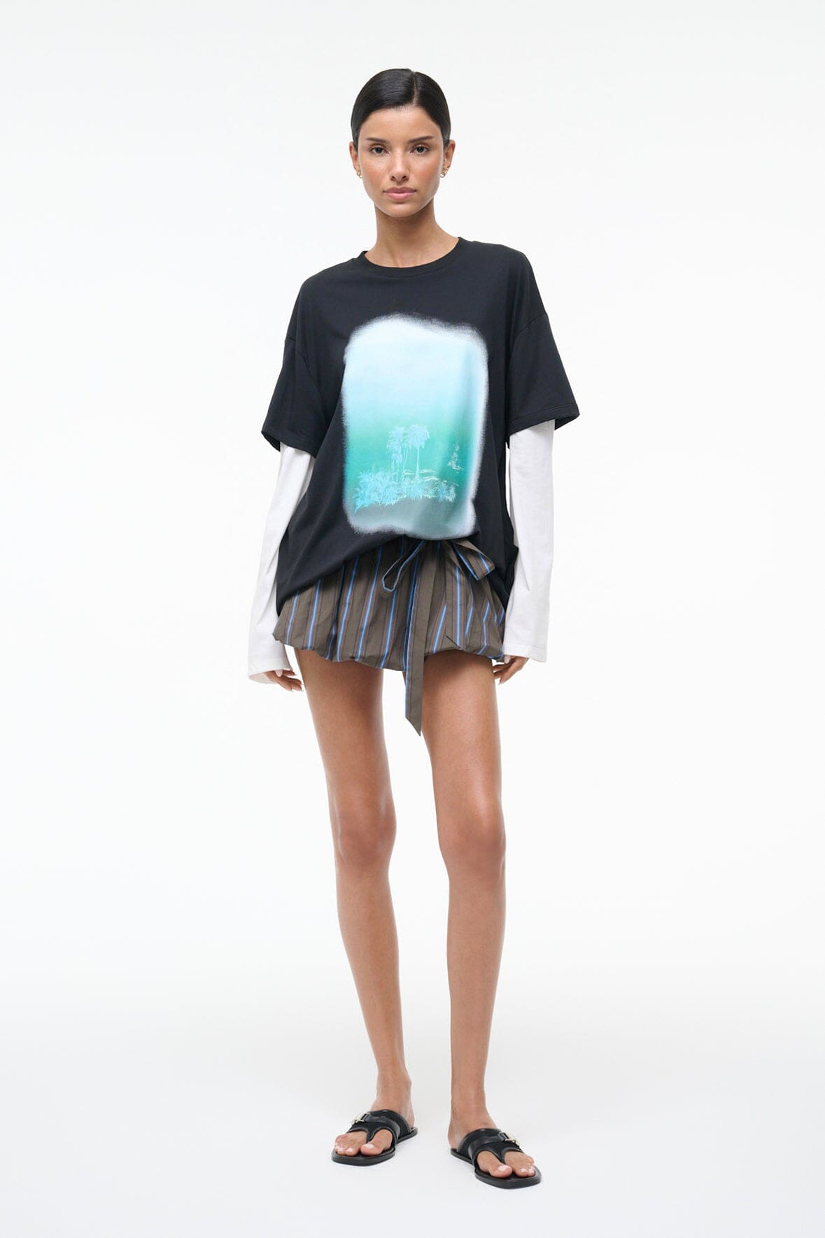 STAUD Clothing Laguna Skirt Huntington Stripe