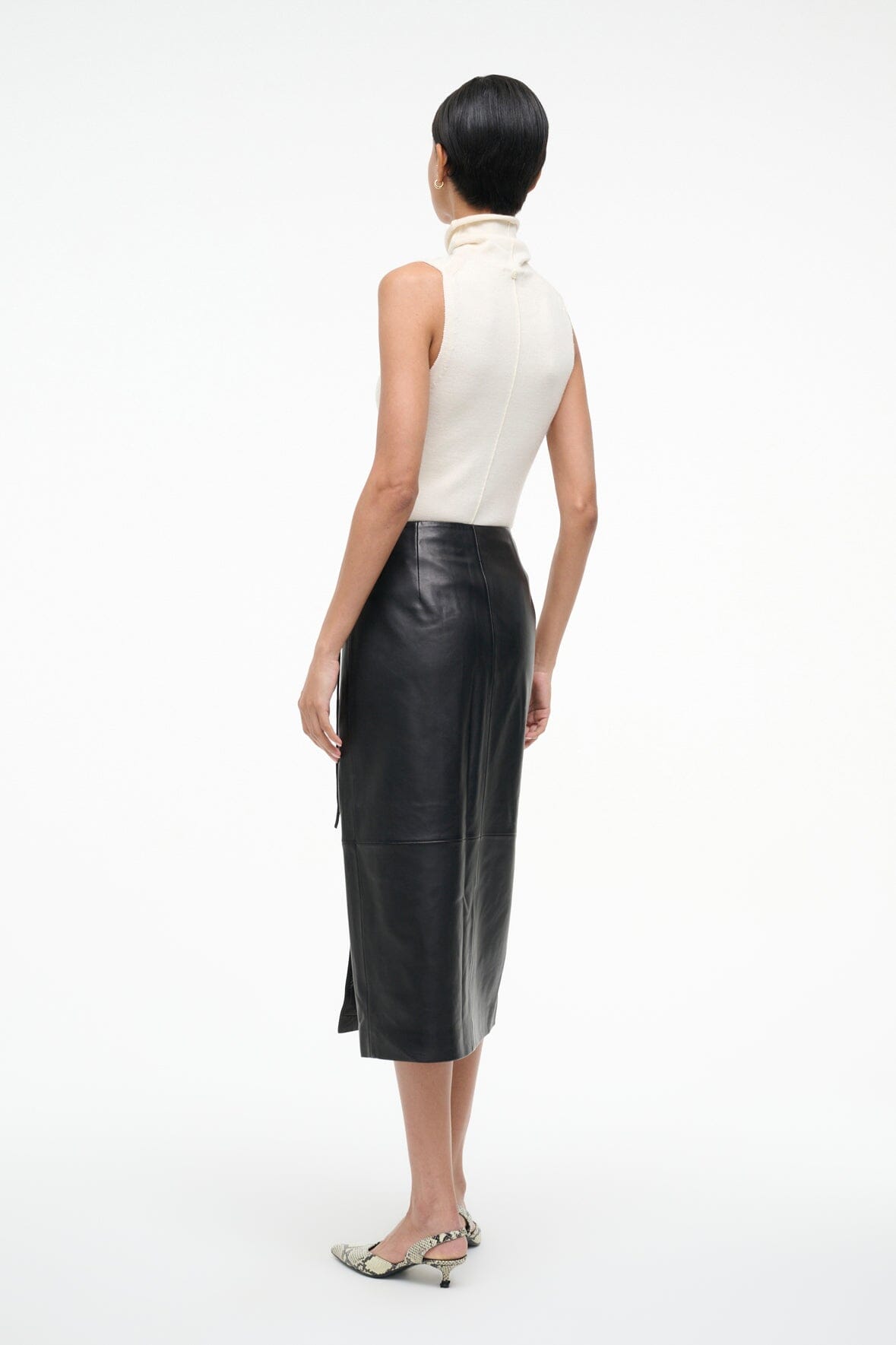 STAUD Clothing Roman Leather Wrap Skirt Black