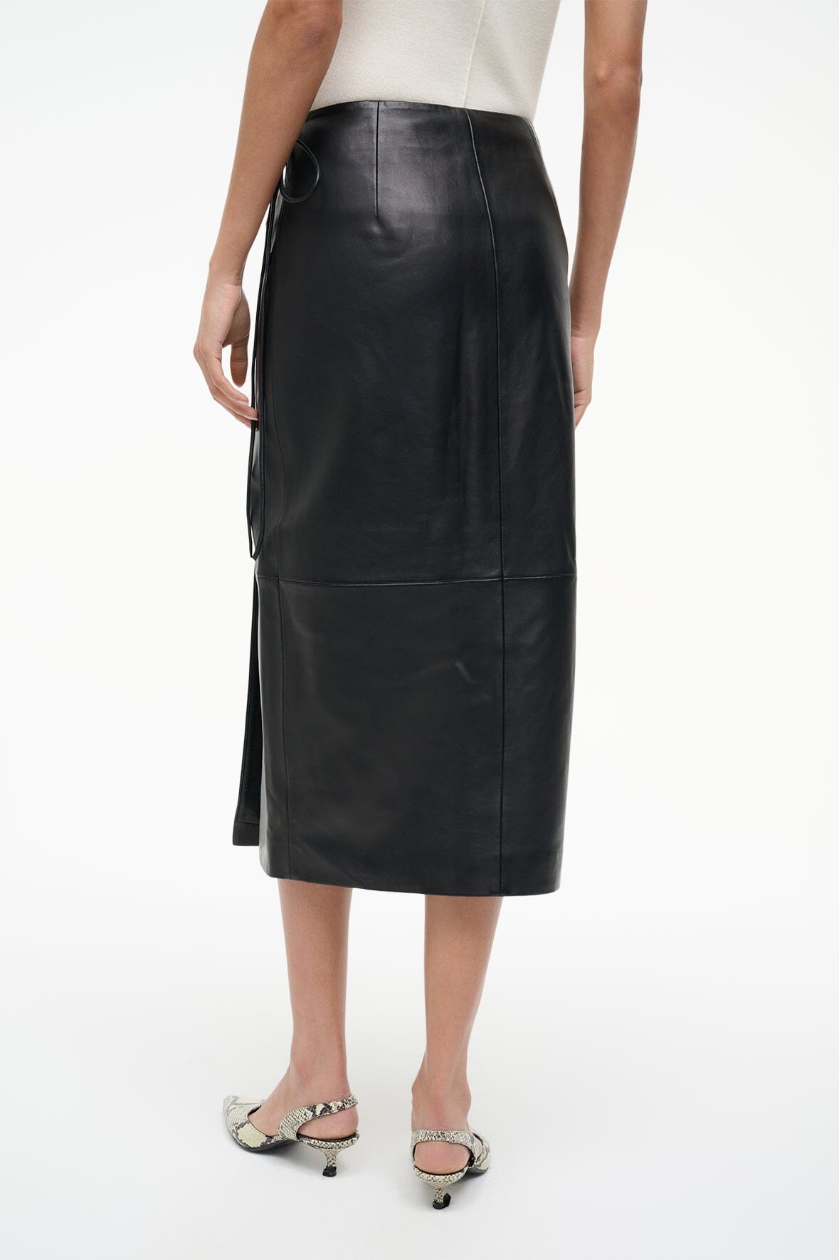 STAUD Clothing Roman Leather Wrap Skirt Black