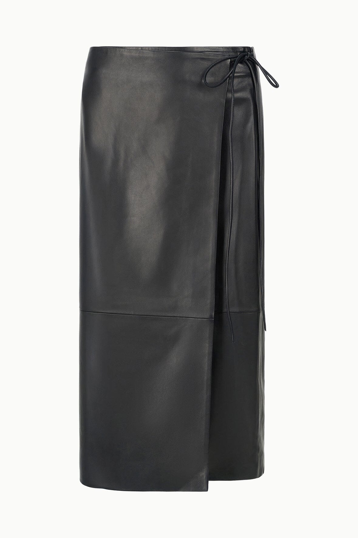 STAUD Clothing Roman Leather Wrap Skirt Black