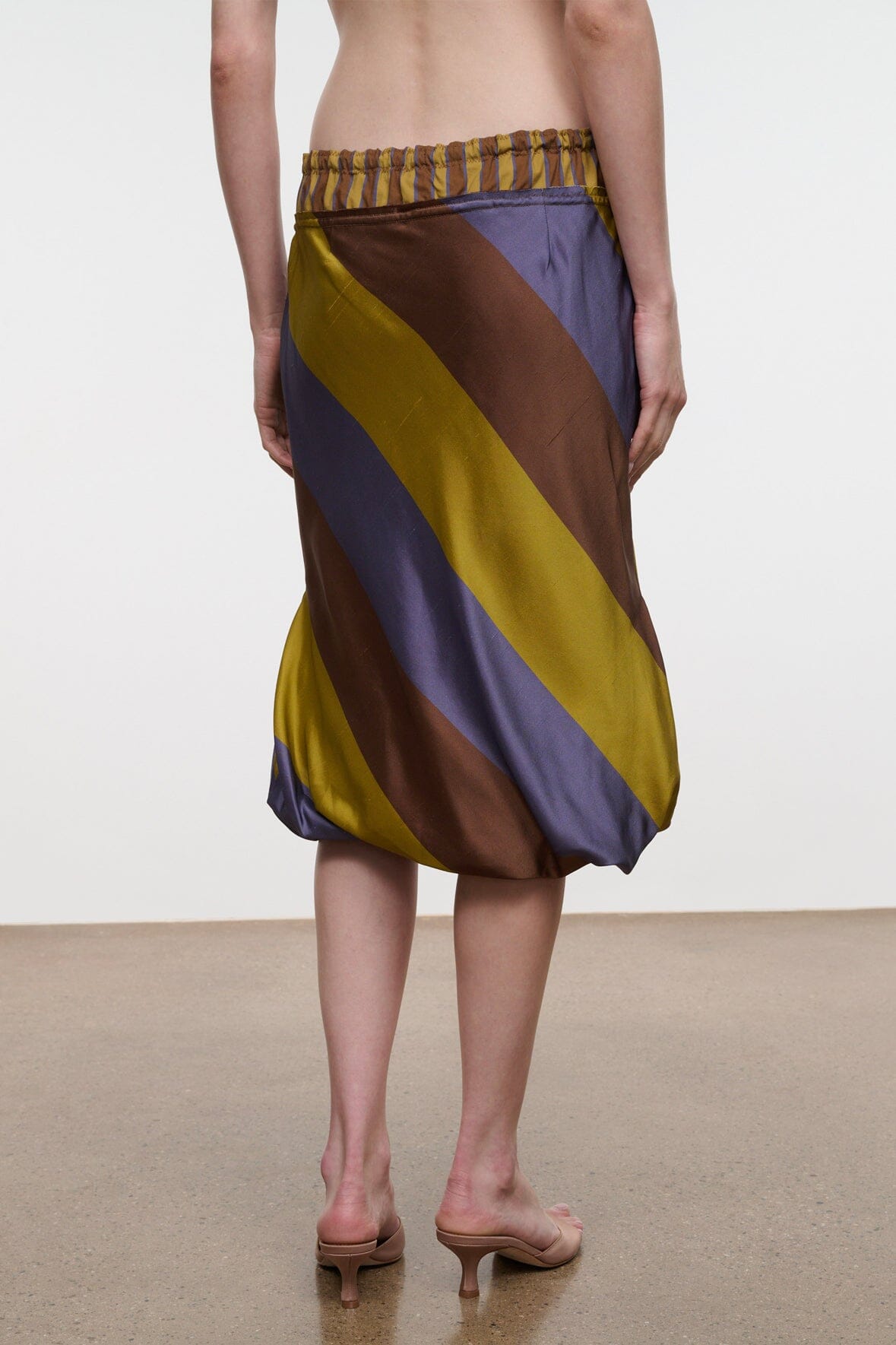 STAUD Clothing Odette Silk Skirt Sienna Stripe Cigar Stripe