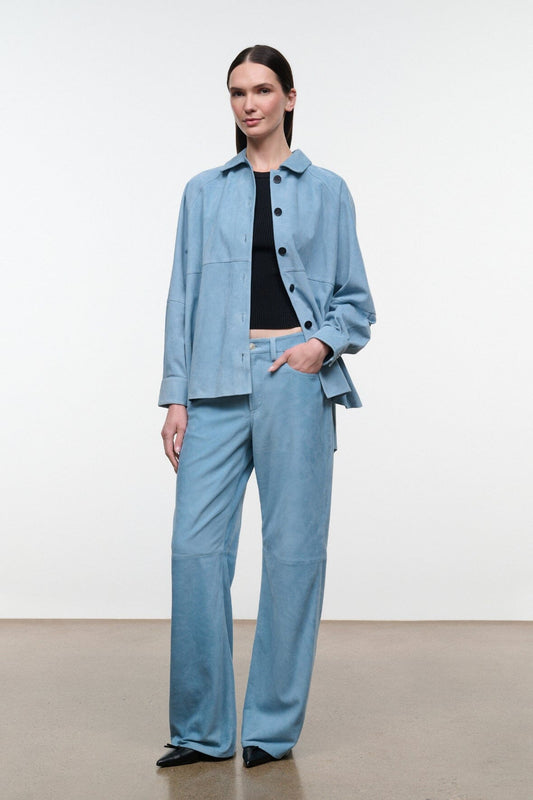 STAUD Clothing|New In Josette Suede Shirt Sky