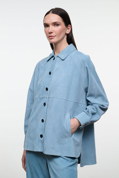 STAUD Clothing|New In Josette Suede Shirt Sky