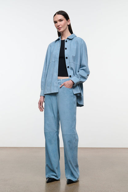STAUD Clothing|New In Josette Suede Shirt Sky